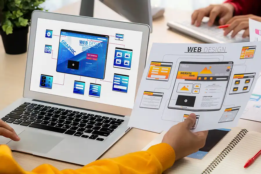 Right Click Digital, Inc. —A group of professional web designers work on designing a new website for a startup business in St. Louis, MO.