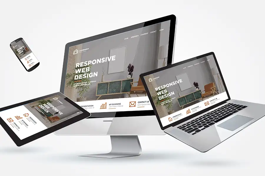 Right Click Digital—Multiple devices displaying a screen for responsive web design in Collinsville, IL.