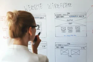 Right Click Digital, Inc. – A website designer in St. Louis, MO reviewing a wireframe for a custom website.