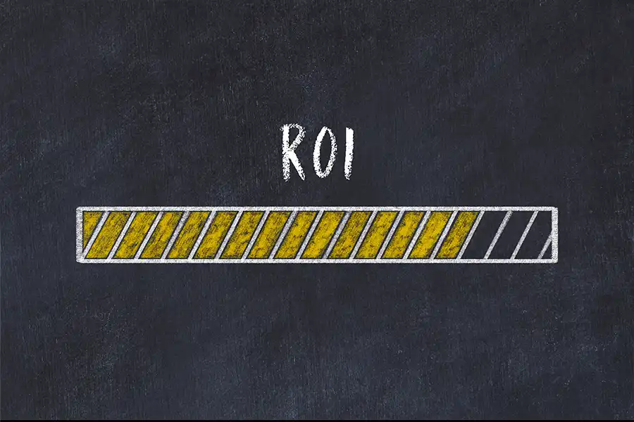 Right Click Digital, Inc. – A graphic showcasing a progress bar with yellow shadings, showcasing a need for better ROI in Fairview Heights, IL.